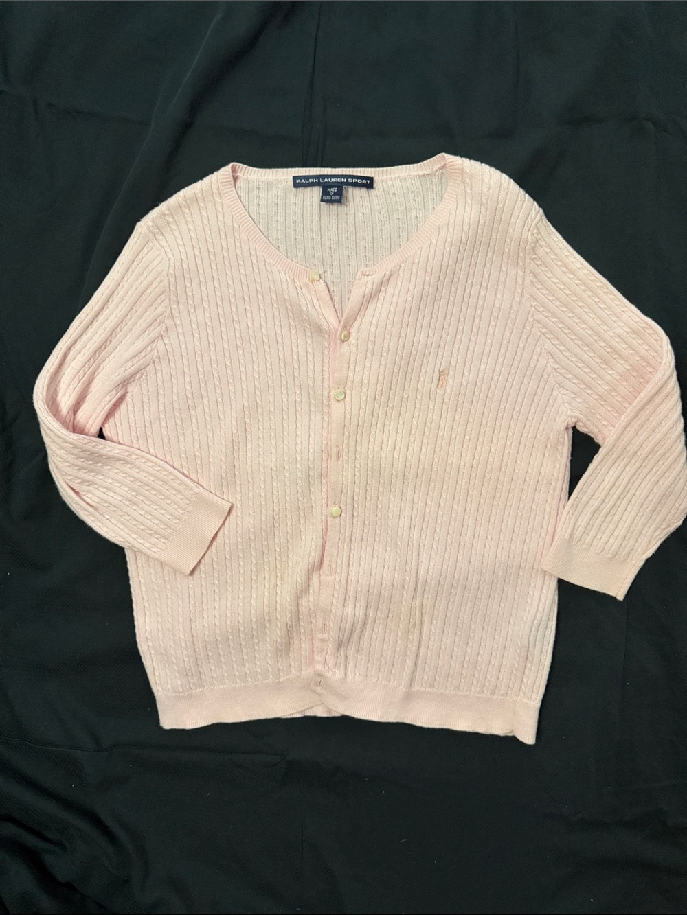 Ralph Lauren Pale Pink Cable-Knit Cotton Cardigan